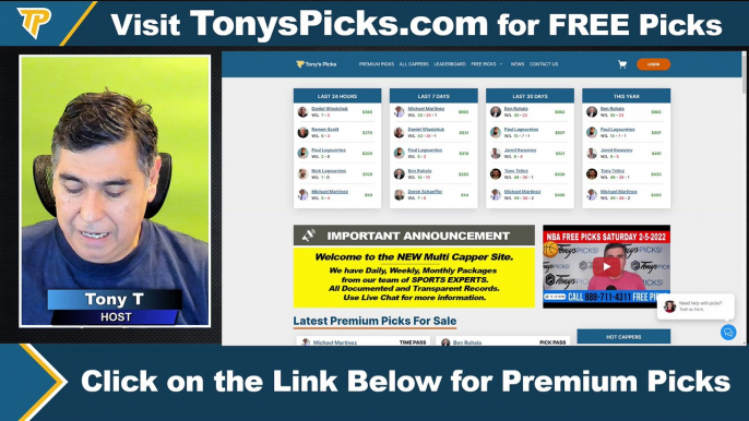 Live Expert NBA NCAAB Picks - Predictions, 2/6/2022 Best Bets, Odds & Betting Tips | Tonys Picks