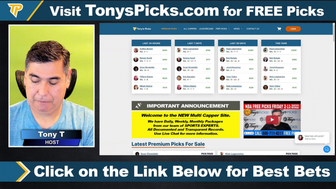 Live Expert NBA NCAAB Picks - Predictions, 2/11/2022 Best Bets, Odds & Betting Tips | Tonys Picks