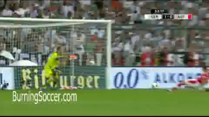 BurningSoccer.com - Miroslav Klose Goal Germany 1-0 Austria