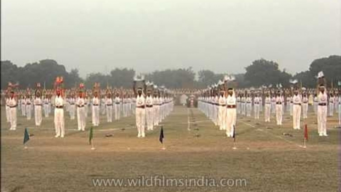 Army unit performing exercise at the BSF Tattoo day