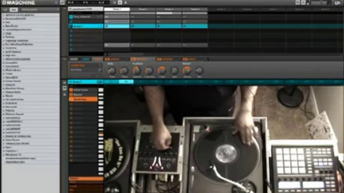 Scratching and mixing on the turntables using Native Instruments Maschine For The Beat