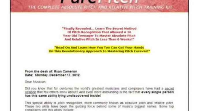 The Pure Pitch Method - Perfect Pitch Ear Training Download.