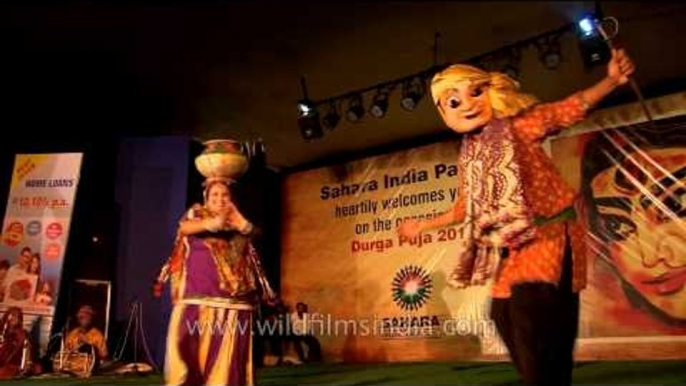 Rajasthani dancer performing Bhavai dance during Durga Puja celebration in CR Park