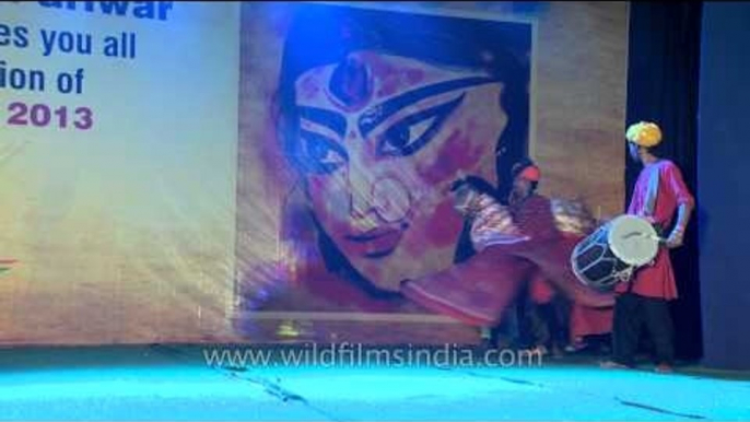 Rajasthani dancer performing Kachchhi Ghodi - Durga Puja Celebrations at CR Park, Delhi