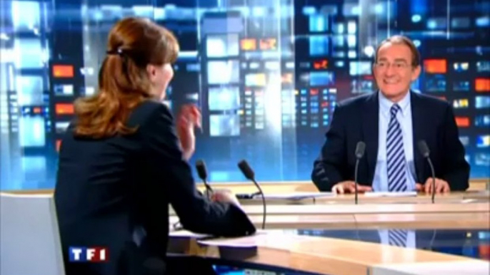 Carla Bruni félicitée par Jean-Pierre Pernaut au JT de TF1