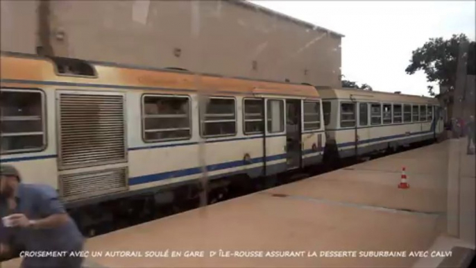 De Calvi à Île-Rousse en autorail Amg 800 des chemins de fer de la Corse