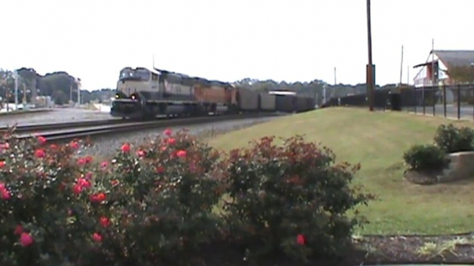 BNSF power leads NS 373 SB through Austell Ga.