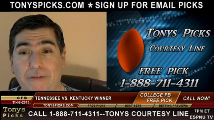 Kentucky Wildcats vs. Tennessee Volunteers Pick Prediction NCAAF Odds 11-30-2013