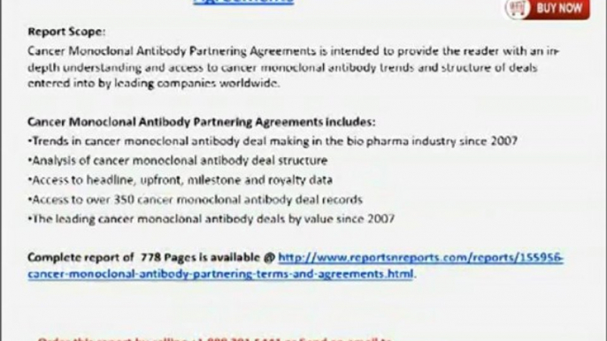 Cancer Monoclonal Antibody Partnering Terms and Agreements