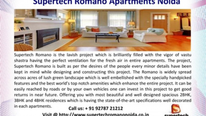 Supertech Romano - Sector 118 Noida - Romano Call @ + 91 92787-21212