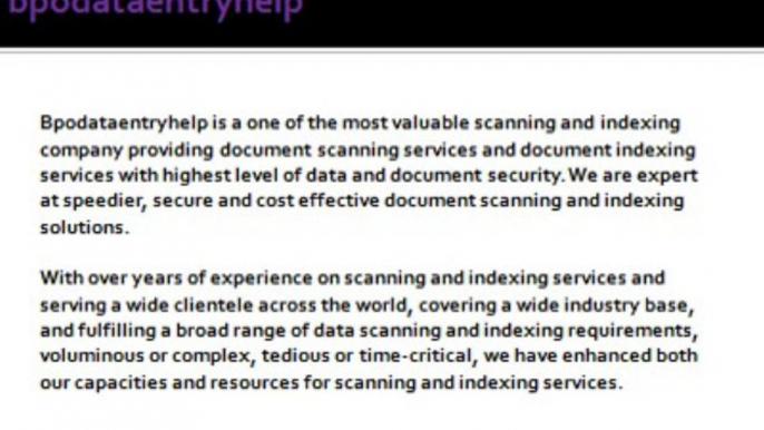 Outsource Scanning and Indexing Services