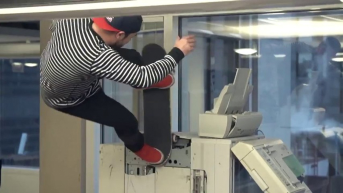 Skateboarders taking over a Chicago office space!!