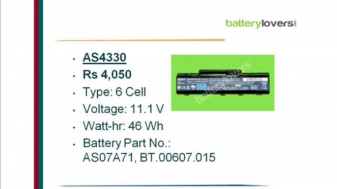 Laptop Battery of models AS, Acer laptop battery, Acer laptop batteries