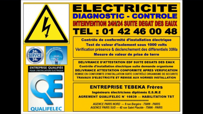 ELECTRICITE URGENCE DEPANNAGE PARIS 6eme - 0142460048 - SOS ELECTRICIEN  24/24 7/7