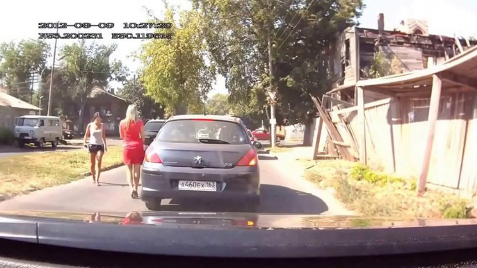 Two Girls on Wheel One Funny Accident