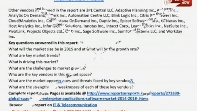 Global SaaS-based Enterprise Applications Software Market 2014-2018