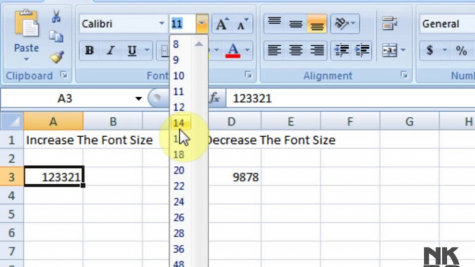 Lesson 06 Increase or Decrease Font Size Microsoft Office Excel 2007 2010 free Educational video Training Tutorials in Urdu Hindi language