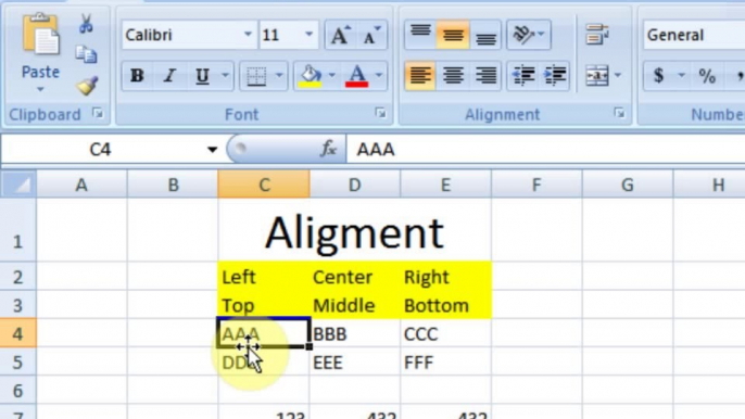 Lesson 11 Alignment Microsoft Office Excel 2007 2010 free Educational video Training Tutorials in Urdu Hindi language