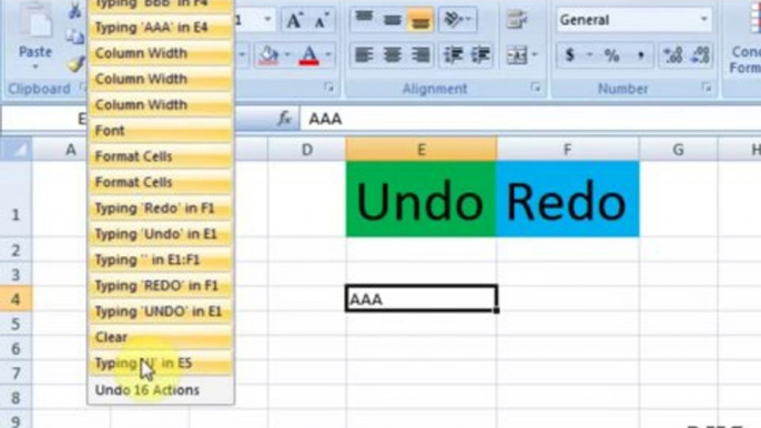 Lesson 32 The Undo Redo Microsoft Office Excel 2007 2010 free Educational video Training Tutorials in Urdu Hindi language
