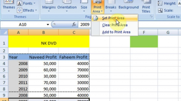 Lesson 69 The Print Area Page Setup Microsoft Office Excel 2007 2010 free Educational video Training Tutorials in Urdu Hindi language