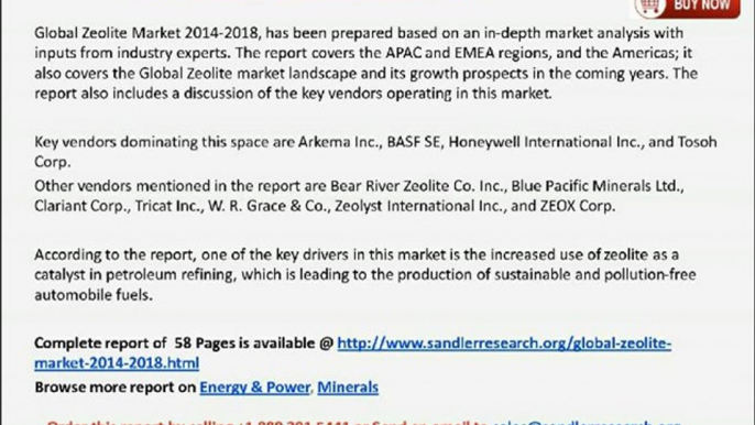 Global Zeolite Market 2014-2018