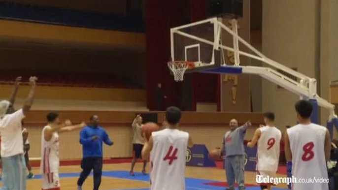 NBA stars train for North Korea match