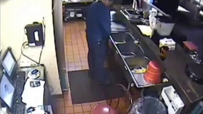 Chicken wings Hut Worker Urinating inside Sink