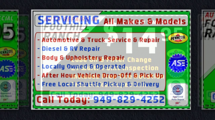 Auto Service & Oil Change‎ 949-829-4262 Foothill Ranch