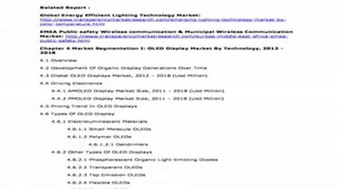 OLED Displays Market - Global Industry Analysis, Market Size, Share, Growth And Forecast 2012 - 2018