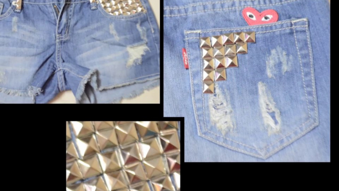 DIY studded Shorts +  Dresslink Review - Studs for shorts denim Levis studded shorts tutorial