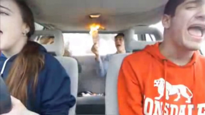 Dumb teenagers set a car on fire... Singing Adele song!