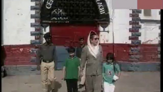 Benazir Bhutto with her children Bilawal and Bakhtawar after seeing incarcerated Asif Ali Zardari.