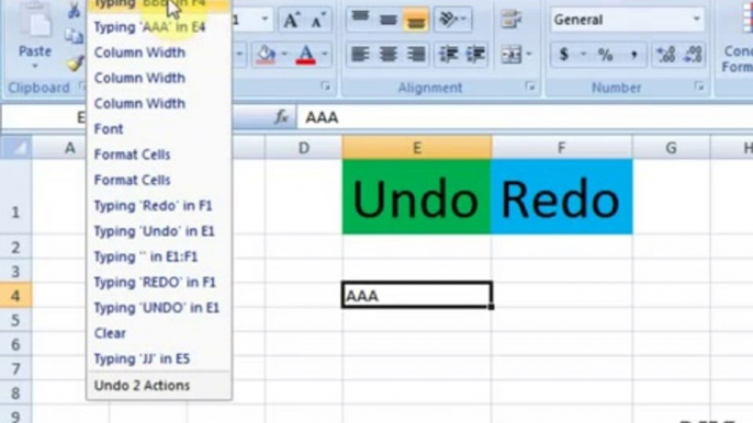 Ms Excel Lesson # 32 The Undo Redo