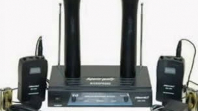 Hisonic Dual Wireless Microphone System with 2 Handheld & 2 Lapel Microphones, HS596B