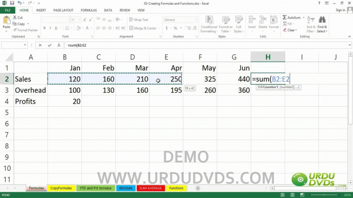 18. MS. Excel 2013 in Urdu - Simple Formulas