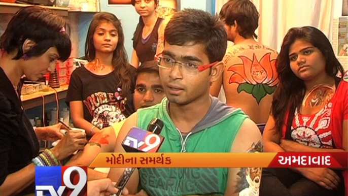 Narendra Modi tattoos a hit among Gujarat youngsters, Ahmedabad - Tv9 Gujarati