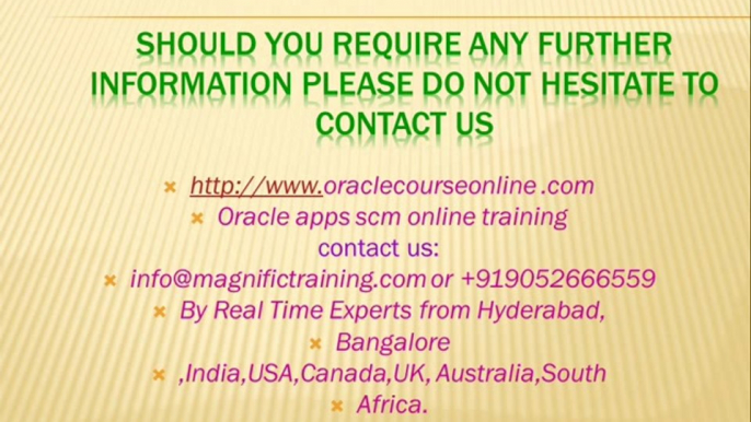 Oracle Apps Functional SCM R12 and 11i Online Course