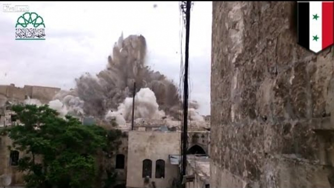Syrian war: Huge bomb explosion destroys Aleppo hotel used by Assad's forces