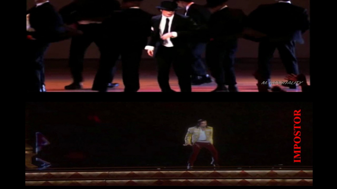 #MJFam Hologram (Virtual figure) of the impersonator side-stepping in opposite direction than Michael Jackson