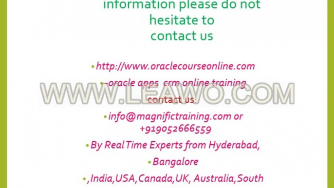 ORACLE CRM ONLINE TRAINING IN CANADA