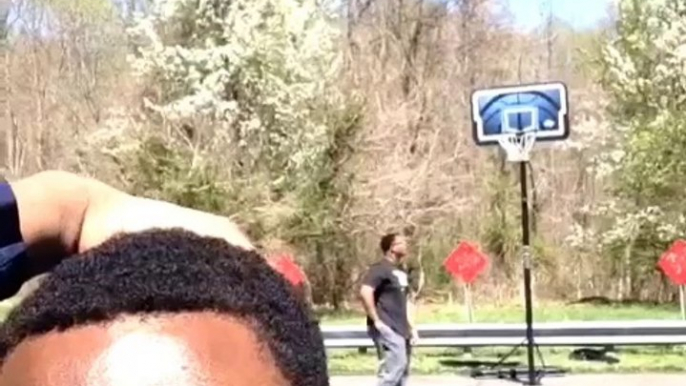 Lucky basket-ball player... Awesome trick shot!