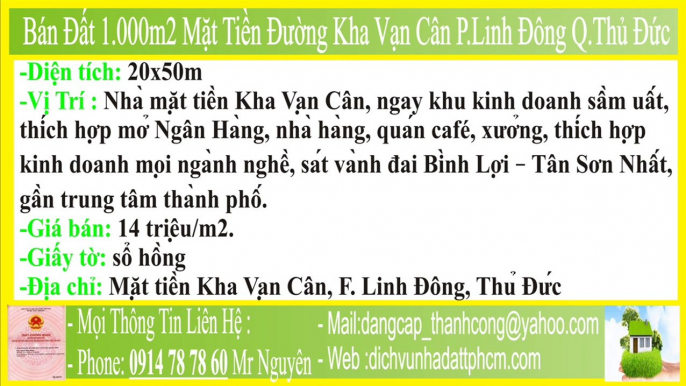 Bán Đất 1.000m2 Mặt Tiền Đường Kha Vạn Cân Phường Linh Đông Quận Thủ Đức,Bán Đất MT Đường Kha Vạn Cân,PLĐ,FLĐ,Q.Thủ Đức,PHBP,FHBP,PHBP,FHBP,P.Hiệp Bình Phước,F.Hiệp Bình Phước,Q Thủ Đức,