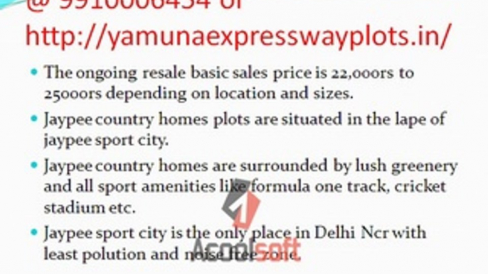 jaypee country homes plots resale @ 9910006454