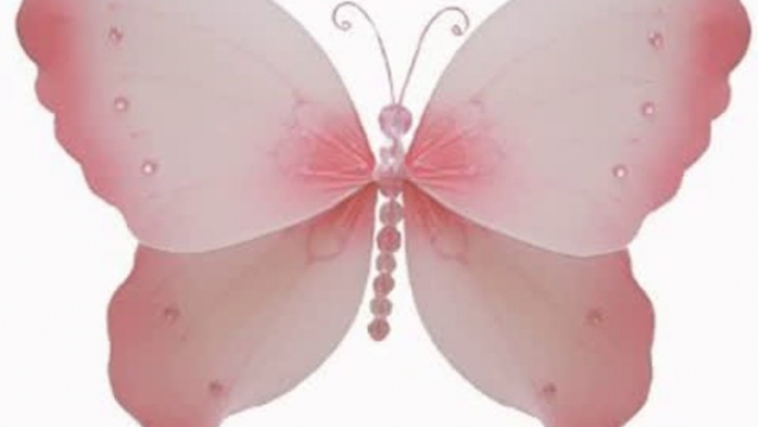 Best Price Hanging Butterfly Pink Crystal Nylon Butterflies Decorations - Decorate for a Baby Nursery Bedroom, Girls Room Ceiling Wall Decor, Wedding Birthday Party, Bridal Baby Shower, Bathroom. Kids Childrens Butterfly Decoration 3D Art Craft Review