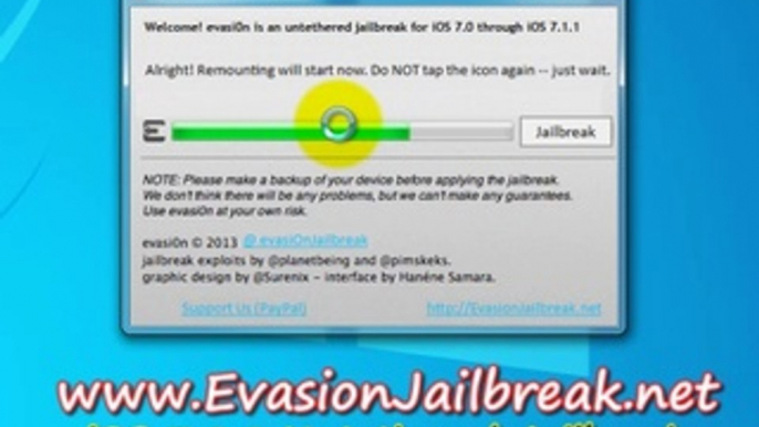 iOS 7.1.1 officiel Untethered Jailbreak Evasion - iPhone 5/5s/5c iPad 4/3/2