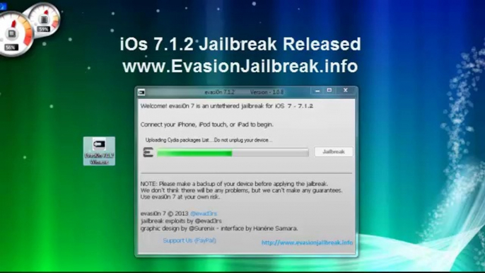 HowTo ios 7.1.2 JAILBREAK UNTETHERED Evasion iPhone 5S,5C,4S,4,iPod Touch 5 & iPad Mini 2, Air,4,3