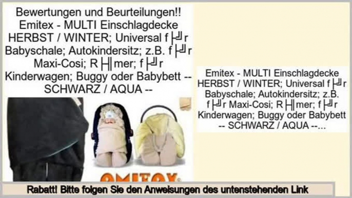 Shopping-Angebote Emitex - MULTI Einschlagdecke HERBST / WINTER; Universal für Babyschale; Autokindersitz; z.B. für Maxi-Cosi; Römer; für Kinderwagen; Buggy oder Babybett -- SCHWARZ / AQUA --