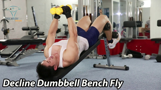 Decline Dumbbell Bench Fly Ép Ngực Trong với tạ đôi tập thể hình