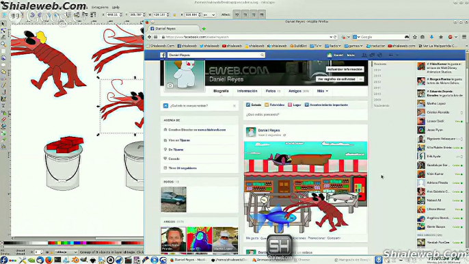 Inkscape Dibujando Caricatura Anime Animacion Pigis En La Pescaderia Linux Fedora 20