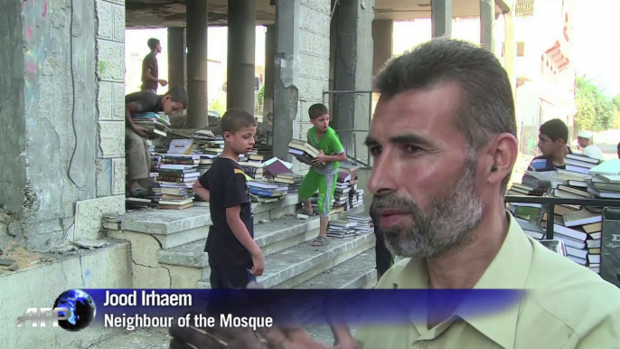 Gazans discover a destroyed mosque after Israeli air strike